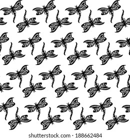 Seamless Dragonfly Pattern (vector)