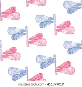 seamless  dragonfly pattern. vintage background.