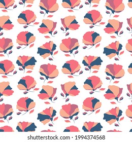Seamless drawing colorful flowers pattern, Vector drawing design for fashion clothes, wallpaper, cover book, decoration background.