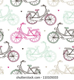 Seamless drawing dutch bicycle background pattern in vector