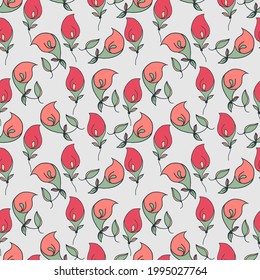 Seamless drawing flower calla lily pattern, Vector multicolor drawing design for fashion clothes, wallpaper, decoration background.