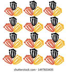 Seamless drawing  flowers White Background Vector Illustration