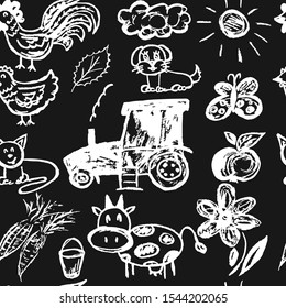 Seamless drawing. Icons, signs, symbols. Elements for design