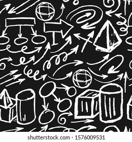 Seamless drawing. Icons, signs, symbols. Elements for design