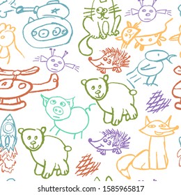 Seamless drawing. Icons, signs, symbols. Elements for design