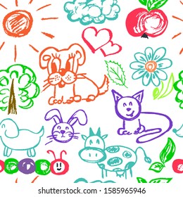 Seamless drawing. Icons, signs, symbols. Elements for design