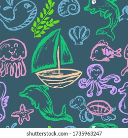 Seamless drawing. Icons, signs, symbols. Elements for design