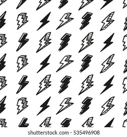 Seamless drawing pattern with thunderbolts