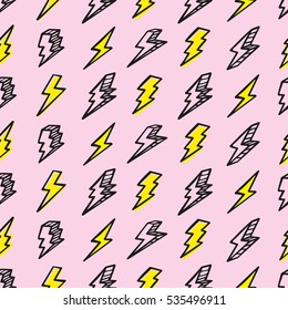 Seamless drawing pattern with thunderbolts