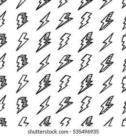 Seamless drawing pattern with thunderbolts