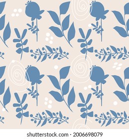 Dibujo sin foco de primavera, flores de verano y hierbas. Silhouette de flores silvestres. El tema de la ecología y la conservación. Para papel, cubierta, tela, envoltura de regalo. Ilustración vectorial.