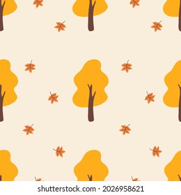 Seamless drawing with trees. Autumn