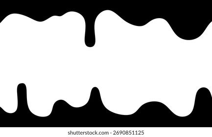 Patrón líquido negro goteando sin fisuras. Pintura derretida sobre fondo blanco