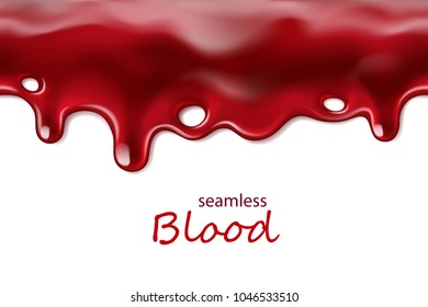 Seamless dripping blood repeatable isolated on white background, vector art and illustration.