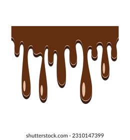 Seamless dripping chocolate border. Dripping chocolate border isolated on white background. Graphic design element for web page, menu, culinary recipe, scrapbooking, flyer, poster