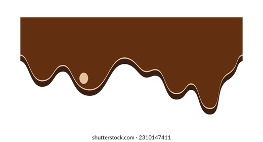Seamless dripping chocolate border. Dripping chocolate border isolated on white background. Graphic design element for web page, menu, culinary recipe, scrapbooking, flyer, poster