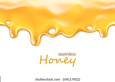 Seamless dripping honey repeatable isolated on white background, vector art and illustration.