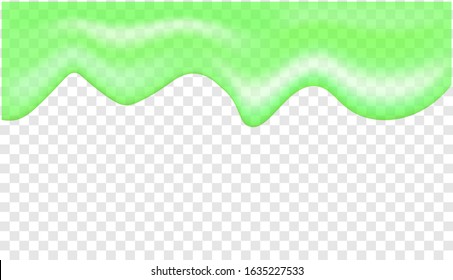 Seamless dripping slime repeatable isolated on transparent background.  Flowing green sticky liquid. 