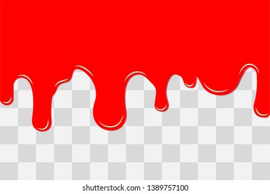 Seamless dripping sweet red jam. Vector seamless splashing strawberry or raspberry syrup sugar jam pattern background.