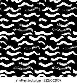 Seamless Dry Brush Waves Hand Drawn Style Pattern.