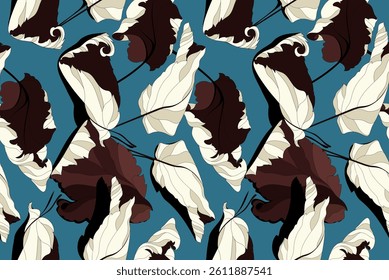Seamless dry leaves pattern. Abstract pattern in vector.