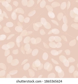 Seamless dry lunaria floral vector pattern. Watercolor spring wedding flower illustration background. Boho design printable template, minimal botanical rustic textile decoration