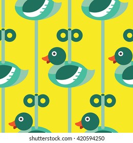 Seamless Duck with Wind up Pattern, Animal Vector