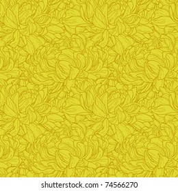 Seamless duotone pattern with hand-drawn chrysanthemum flower