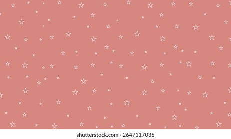 Seamless dusty pink star outline pattern vector. Cute celestial background for kids, nursery prints, fabric, wrapping paper, wallpapers, and dreamy sky-themed designs