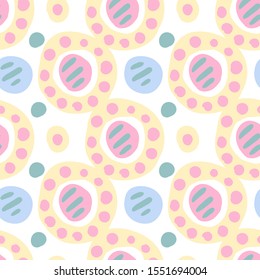 Seamless dymkovo toy pattern. Bright and simple cartoon design. Original Russian ornament.