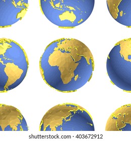 Seamless Earth globes vector pattern
