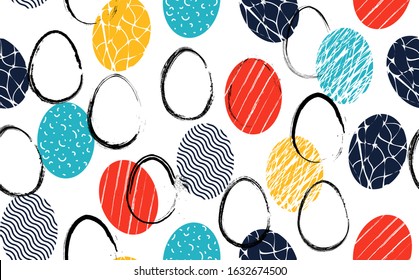  Seamless Easter Abstract  Pattern. Background with Eggs. Vector illustration.