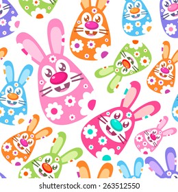 Seamless Easter background with Eastern egg shaped bunnies