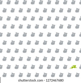 Seamless easter bunny background pattern with single running rabbit vector  illustration