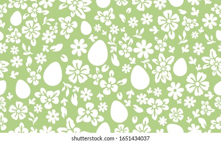 Seamless Easter egg pattern background, with leaf and floral cute design.