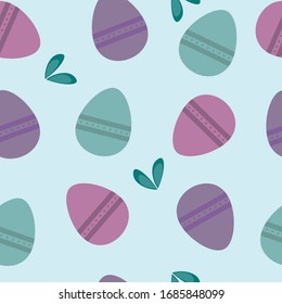 Seamless easter egg pattern with pastel colours and simple design
