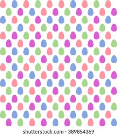 Seamless Easter egg pattern in saturated pastel colors on white background