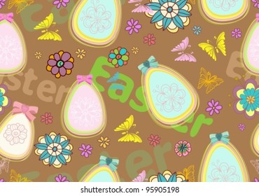 Seamless easter eggs with floral elements, beautiful card,vector illustration