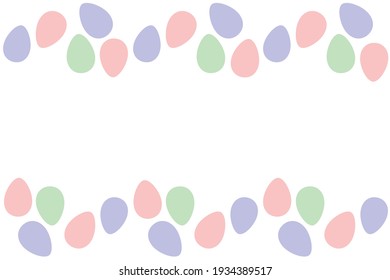 Seamless easter frame with ornamental eggs. Vector pastel multicolor holiday backdrop. Horizontal top and bottom edging, border, decoration for greeting card, invitation