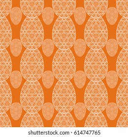 Seamless easter ornament. Vector pattern. floral lace ornamental eggs. Design for greeting card, fabric print, wallpaper