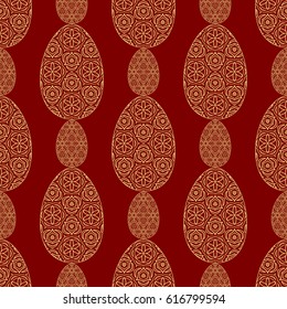 Seamless easter ornament. Vector pattern. floral lace ornamental eggs. Design for greeting card, fabric print, wallpaper