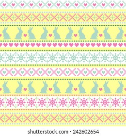 Seamless Easter pattern, card - Scandinavian sweater style. Vector background