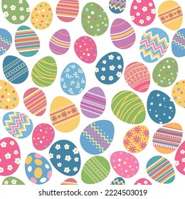 Seamless easter pattern with colorful eggs