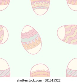 seamless Easter pattern with colorful eggs. Vector