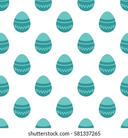 Seamless Easter pattern. Colorful season texture with cute painted eggs isolated on white. Tiling spring family background. Abstract festive ornament. Holiday wrapping paper, modern flat vector design