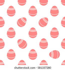 Seamless Easter pattern. Colorful season texture with cute painted eggs isolated on white. Tiling spring family background. Abstract festive ornament. Holiday wrapping paper, modern flat vector design