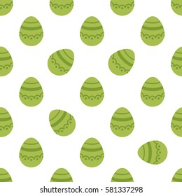 Seamless Easter pattern. Colorful season texture with cute painted eggs isolated on white. Tiling spring family background. Abstract festive ornament. Holiday wrapping paper, modern flat vector design