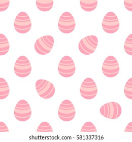 Seamless Easter pattern. Colorful season texture with cute painted eggs isolated on white. Tiling spring family background. Abstract festive ornament. Holiday wrapping paper, modern flat vector design