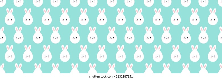 Seamless Easter pattern with cute eggs with rabbit ears. Vector seamless background with rabbits. Kawaii style