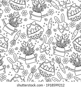 Seamless easter pattern in doodle style.